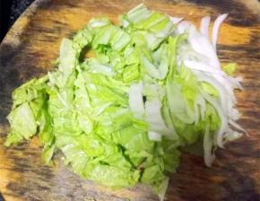 白菜洗干净，切成小段备用