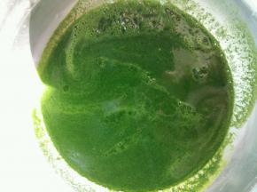 菠菜洗干净，切碎用榨汁机打成汁