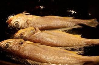 锅中倒入适量的食用油，把裹好面粉的小黄鱼下锅炸，表皮炸成黄色就可以捞出了