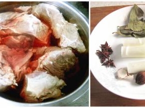 买来的牛肉放入清水中泡出血水，时间充足可以泡一晚上或泡3-4小时，中间换水几次。准备好香料。