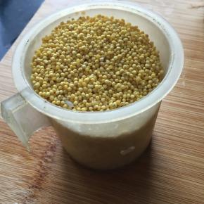 小米洗净入锅，放上山药块，高压锅加盖煮