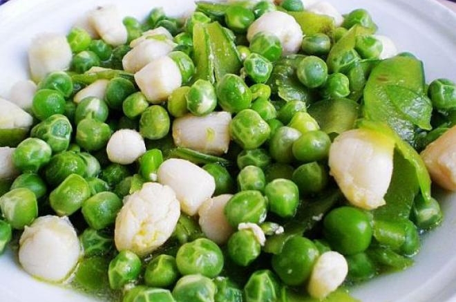 豌豆炒鲜贝