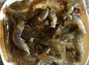 基围虾洗净，用剪刀去除头部，剔除虾线