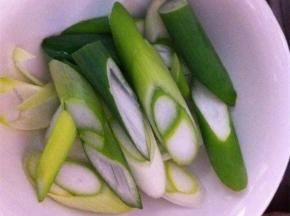 大葱切成段状