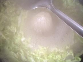 水开之后放入白菜片，煮至沸腾
