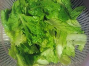 生菜洗好后用手撕成小片，沥干水分备用