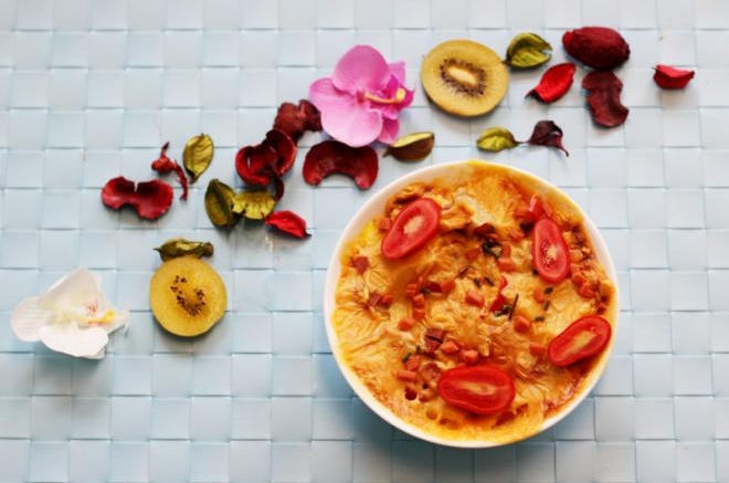 蛋奶芝士焗水饺