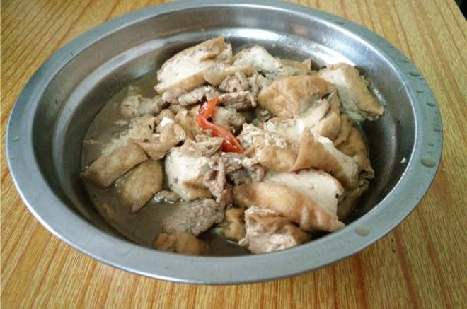 三角豆腐炒肉