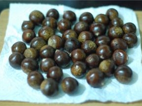 水里搓一下板栗，表皮的脏东西洗干净，可用干布、厨房用纸吸干表面水分。