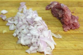 洋葱切成碎末