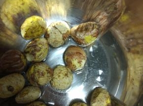 栗子去除外面的硬壳,