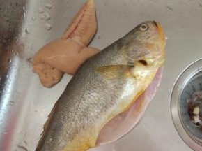 黄花鱼用清水冲洗干净