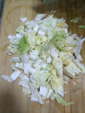 白菜切成块状