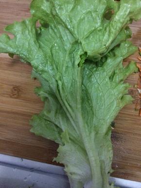 生菜清洗干净，切成小块状。