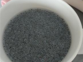准备明列子少许，加热水泡开，一点就能泡出来很多