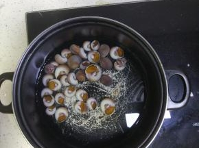 锅内凉水,加入香螺