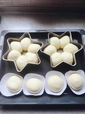 将模具放入温度35度，湿度百分之80的环境进行二发。发到八成满