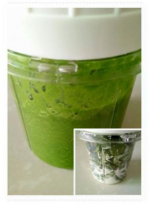 菠菜叶加牛奶打细腻