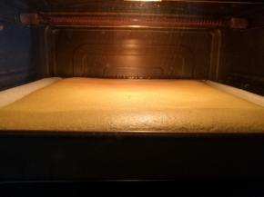 放入烤箱中下层，即第三层，上管160度下管150度烘烤18分钟左右，可以用牙签插入蛋糕体不沾就代表熟了。