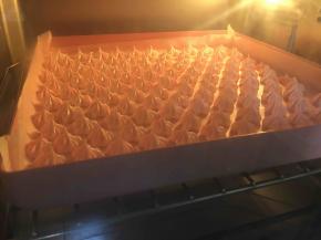 烤箱提前预热，然后上下火100度中层烤45分钟，出炉凉透后轻轻掰就能掰出来的