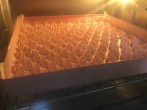 烤箱提前预热，然后上下火100度中层烤45分钟，出炉凉透后轻轻掰就能掰出来的