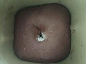 揉好的面团留在面包机启动发酵功能，发酵到两倍大，手指粘面粉在面团上戳个洞，洞洞不回缩不反弹就是发酵好了