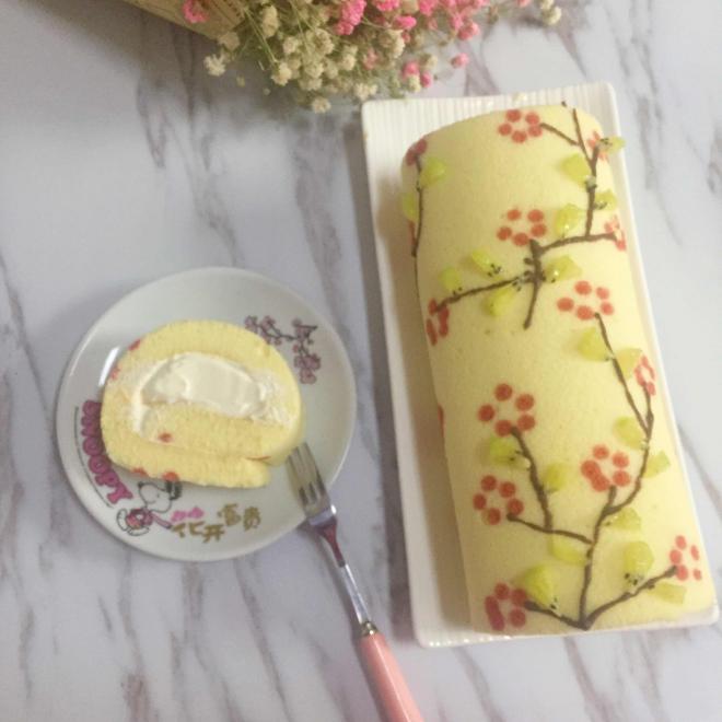 桃花朵朵蛋糕卷