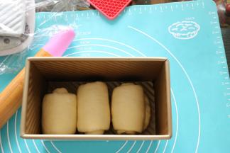 把面团放入模具盖上盖子，进行第二次发酵。