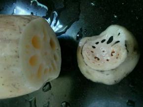 这样把藕一头切掉一小截，藕头留着