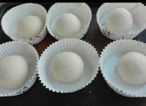 分别滚圆，放入模具中，没有模具可以不放，直接放入烤盘，放入烤箱进行二次发酵，35度，放盆热水，50分钟