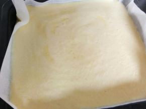 倒入铺了油纸的烤盘，上火150度，下火140度，，23分钟，送入烤箱，中下层