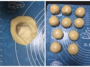 拿一个油皮擀开包入油酥，收口朝下盖保鲜膜放好，记住一定要盖保鲜膜，要不然到最后皮干不好包了，依次全部做好