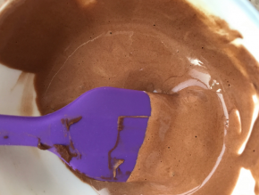 2克可可粉加3-4克热水，取决于你的可可粉吸水程度，搅拌至稀奶油质地即可。取面糊大约20克，混合刚才的可可糊，翻拌均匀，装入裱花袋中，不需要放裱花嘴