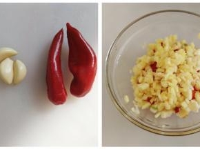 生姜蒜米洗净去皮，分别切成小颗粒