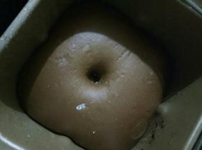 欧包材料加入面包机，揉至出膜，发酵至两倍大，戳孔不回缩，