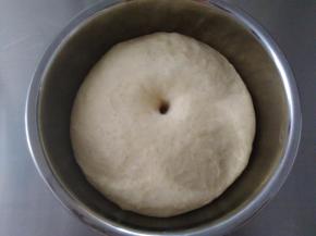 发酵至2倍大，用手指沾高粉在中间戳一个洞，小洞不塌陷不回缩就好了。