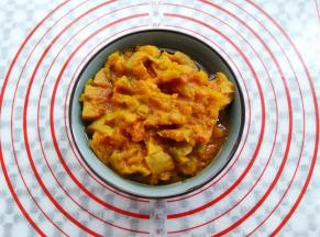 南瓜去皮蒸熟压成泥状