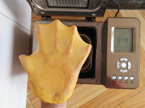 和面阶段完成，拉了一个手套膜，让面团继续发酵