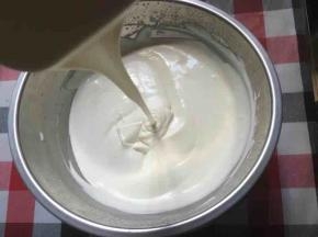 加了吉利丁粉的酸奶与淡奶油混合均匀