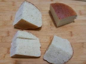 6六寸面包切成4份，中间再横切一刀