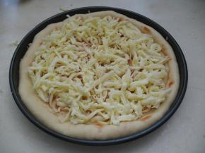 撒上2/3切成细条的马苏里拉芝士