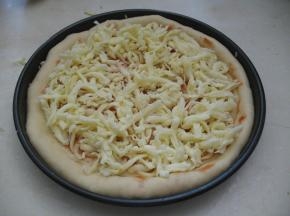 撒上2/3切成细条的马苏里拉芝士