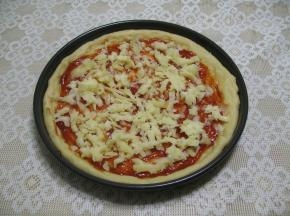 铺上一半的马苏里拉