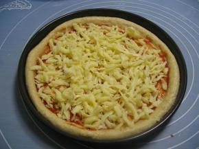 撒上2/3切成细条的马苏里拉芝士