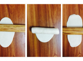 按扁。擀成长条。卷起来。醒面15分钟。把20个都做了，做完最后一个，第一个也醒差不多了。