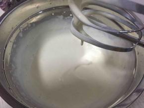 接着打发淡奶油，淡奶油打发至6成发，会流动，像酸奶一样的状态就行了