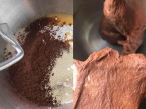 除黄油外的所有材料混合，酵母和糖盐不要直接接触，放出厨师机桶中，缓慢加水低档和面，水不要一次性加入，根据面粉吸水量而定，三档揉面大约15分钟，出比较糙的膜，用力拉膜会破