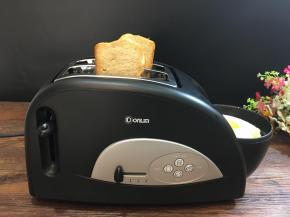 面包片烤好后面包片自动弹起，多士炉停下工作。