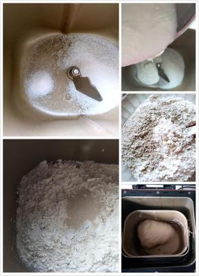 糖，盐，酸奶倒入面包机，黑麦粉和高筋粉用筷子混合后倒入面包机，面包机一键式2小时40分钟完成。酸奶可代替奶酪和黄油。不想吃黄油的盆友建这款酸奶黑麦吐司。