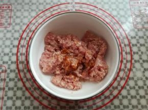 找一个大碗，放入肉泥，盐，生抽，鱼露混合均匀